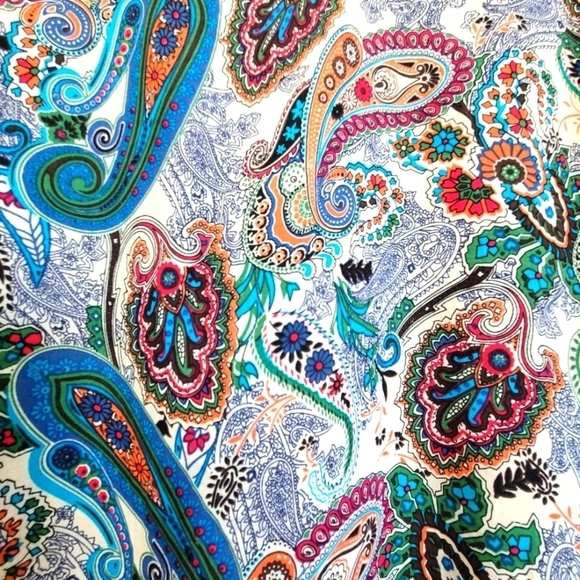 UMGEE 1X/2X Cotton Blend Colorful Paisley Fringed Kimono - Picture 4 of 6